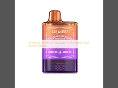 15 طعم 22000 پف یکبار مصرف قابل شارژ مجدد 650mAh باتری